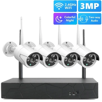 Tuya H. 265 2MP HD Kablosuz WİFİ IP Güvenlik Kamera CCTV Sistemi İki Yönlü Ses Su Geçirmez PTZ 4CH P2P NVR Video Gözetim Kiti