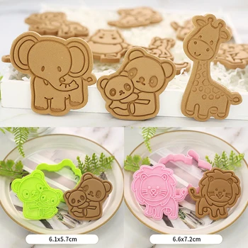 Bisküvi Kalıp Karikatür Orman Hayvan Kaplan Panda Aslan DIY Kek Pişirme Kalıp Kalıp 3D Bastırılmış kurabiye kesici Ev Yapımı Aperatif Aracı