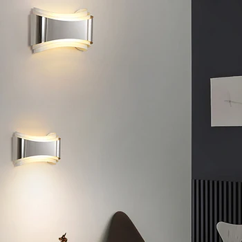 Minimalist Modern led duvar Lambası Yatak Odası Başucu Aplik Ev Koridor Merdiven Duvar Lambası Kapalı Krom Gümüş Aydınlatma Armatürleri