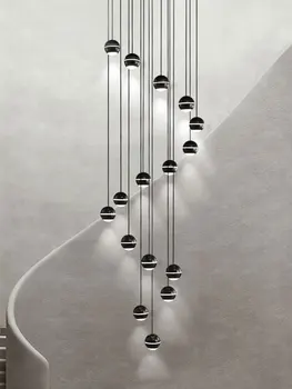 Modern merdiven kolye ışık salonu avize Oturma odası Asılı Lambalar Tavan merdiven kolye lamba Yemek odası için