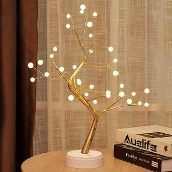 Inci Boncuk Ampuller Ağaç Şekli masa lambaları Dekor masa Lambaları Ev Odası Gece Lambası Dekoratif Aydınlatma USB Powered Sıcak Beyaz LED