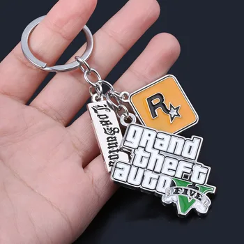 Oyun PS4 GTA5 Grand Theft Auto 5 Anahtarlık Rock Yıldızı Anahtarlık Kadın Erkek Anahtarlık Hediye Aksesuarları