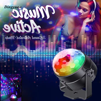 Ses aktif Dönen disko topu DJ parti ışıkları 3W 3 LED RGB COB LED sahne ışığı noel düğün için ses parti ışıkları