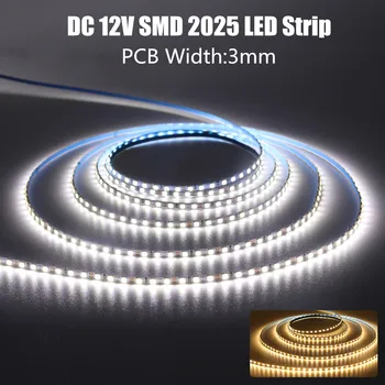 Genişlik 3mm LED Şerit DC 12V Süper Parlak SMD 2025 168 LEDs/m Esnek Bant LED ışık Lamba Reklam Aydınlatma 5m