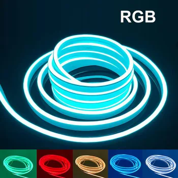 6mm RGB Neon ışık şerit Led 12V esnek DIY Neon Bar şekli ışıkları su geçirmez SMD 2835 108Leds/m ev dekorasyon için