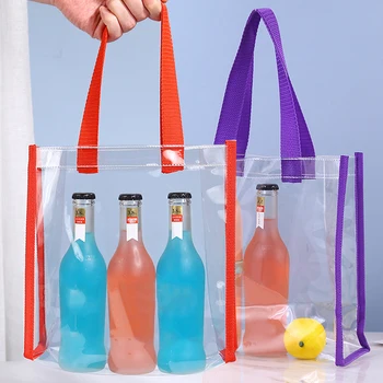 Kolları ile şeffaf PVC Hediye Paketi Çanta Şeffaf Bez çantalar Çanta yeniden kullanılabilir poşet Pvc Çanta