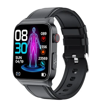 Yeni E500 Kan Şekeri akıllı saat EKG İzleme Kan Basıncı Vücut Sıcaklığı Smartwatch Erkekler IP68 Su Geçirmez Spor İzci