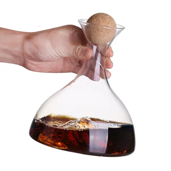 1000ml Basit uzun borosilikat cam Sürahi Mantar ile Yüksek Sıcaklığa Dayanıklı Cam şarap şişesi