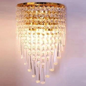 Modern kristal altın duvar lambaları ışık LED odası dekor duvar aplik cam yatak odası başucu oturma odası banyo kapalı