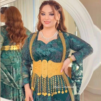 İran Irak Gelin düğün elbisesi Kemerler Altın Kaplama Sikke Gelin Aksesuarları Hawler Kadın Bel Zinciri Etnik Metal gelinlik kemeri