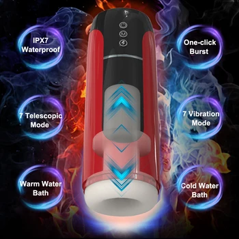 Otomatik Teleskopik Erkek Masturbator İtme Makinesi Oral Seks Pussy mastürbasyon kupası Yetişkin Seks Oyuncakları Erkekler için IPX7 Su Geçirmez