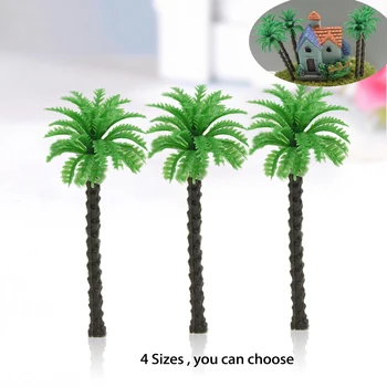3.5 cm-9cm Plastik Hindistan Cevizi Hurma Ağaçları DİY Minyatür Bitki Kum Masa Bina Peyzaj Düzeni Diorama Malzemeleri 10 adet / takım