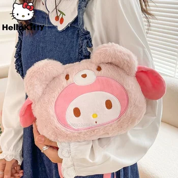 Yeni Moda Sanrio My Melody Peluş omuz çantaları Y2k Kız Sevimli Karikatür Kore Sokak Stili askılı çanta Kadın Kawaii Çanta
