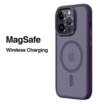 Orijinal Saydam Mat Magsafe Manyetik Kablosuz Şarj Telefon Kılıfı İçin iPhone 14 13 Pro Max Katı Sert PC Kapak Funda