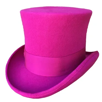 Gül PEMBE Kadın silindir şapka Victoria Silindir Şapka Baca Pot Steampunk Çılgın Şapkacı Şapka Topper