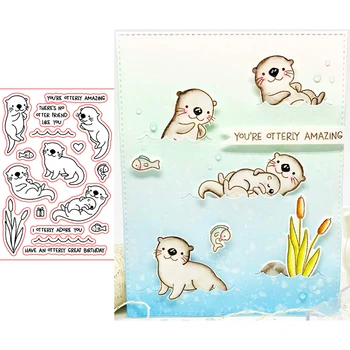 Şeffaf Şeffaf Pullar Sevimli Deniz Aslanı Küçük Balık Dalga Hattı Hediye Kutusu Aşk Sanatsal Tebrik DIY Scrapbooking Kartları El Sanatları