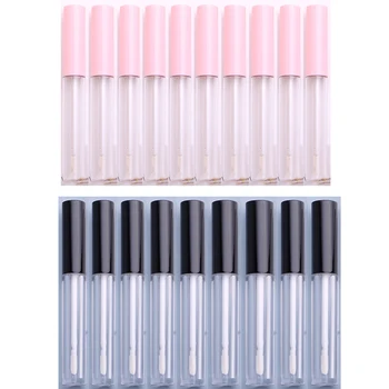 20 adet Doldurulabilir pembe şeffaf dudak parlatıcısı tüpleri 2.5 ML Sınıf Şeffaf Plastik Boş Makyaj DIY siyah şeffaf ruj kapları