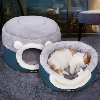 HOOPET Kedi Yatak Ev Yumuşak Peluş Kulübesi Köpek Yastık Küçük Köpekler Kediler Yuva Kış Sıcak Uyku Pet köpek yatağı Pet Mat Malzemeleri