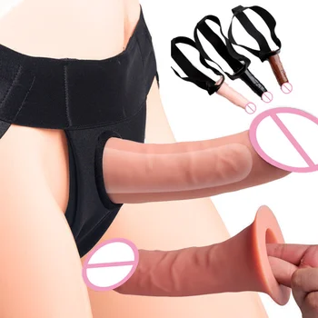 Yeni Giyilebilir Penis Yapay Penis Içi Boş Kollu Unisex Gerçekçi Dick Külot SexToy Uzatma Masturbatio Anal Oyuncaklar Lezbiyen İçin