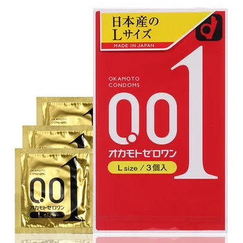 3 ADET Orijinal Japonya OKAMOTO 001 Prezervatif Büyük L boyutu Zengin Yağlayıcı Erkekler Seks Oyuncakları 0.01 mm Süper İnce Ultra İnce Gibi Hiçbir Aşınma Prezervatif