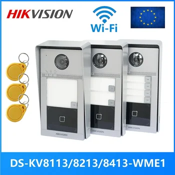 HIKVISION 1-4 düğme DS-KV8113/8213/8413-WME1 (B) IP Kapı Zili, WiFi Kapı Zili,Kapı telefonu,Görüntülü İnterkom,su geçirmez,IC kart kilidini