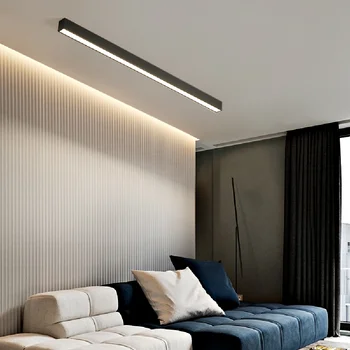 Uzun şerit yüzeye monte lineer lamba basit geçit balkon yatak odası yemek odası duvar oturma odası olmadan ana tavan lambası