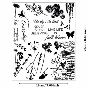 18x22cm Çiçek Çalılar Şeffaf Mühür Temizle Pullar Kesme Ölür Rulo Pullar DIY Karalama Defteri Albümü / Kart Üretimi