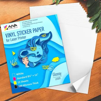 50 Yaprak A4 Yazdırılabilir vinil yapışkan Kağıt Lazer Yazıcı İçin Parlak Beyaz Kendinden yapışkan çıkartmalar Etiket Su Geçirmez çıkartma kağıdı