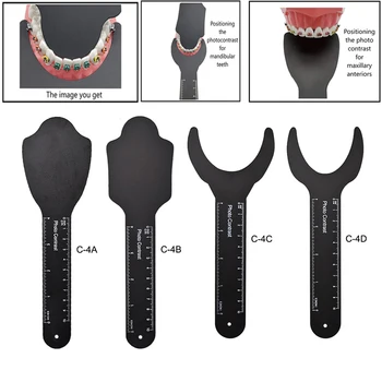4 Adet / takım Diş Ağız Fotoğraf Karşılaştırma Kurulu Siyah Arka Plan Kurulu Diş Hekimi ortodontik aletler Kiti