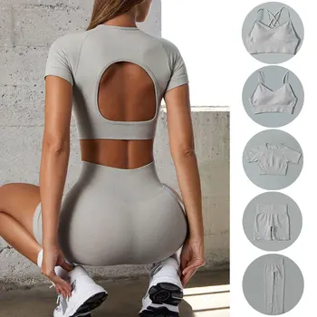 Yoga Seti Kadın Spor Setleri Bayan Kıyafetler Takım Elbise Spor Spor Seti Kadın Eşofman Tayt Spor Sutyeni Kırpma Üst egzersiz kıyafetleri